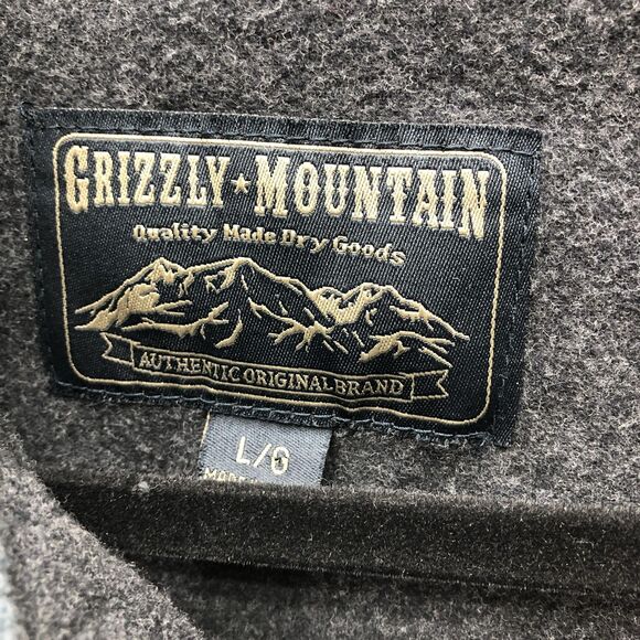 Grizzly Mountain‎ Shirt Mens Large Gray Button Up Flannel Heavyweight Workwear - Picture 3 of 10